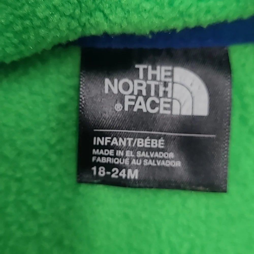 The North Face Lime Green and Royal Blue Fleece Jacket Size 18-24mnths